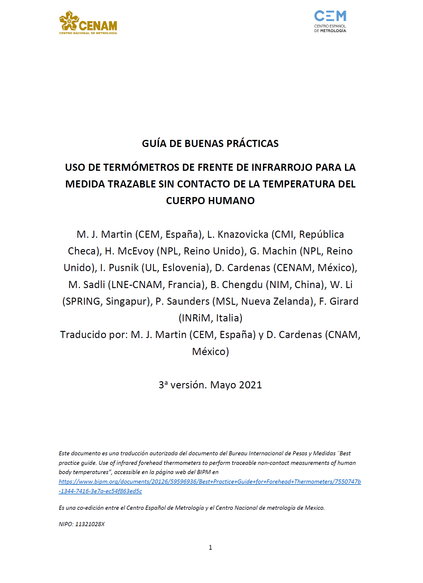 Uso de termómetros de frente de infrarrojo para la medida trazable sin contacto de la temperatura del cuerpo humano